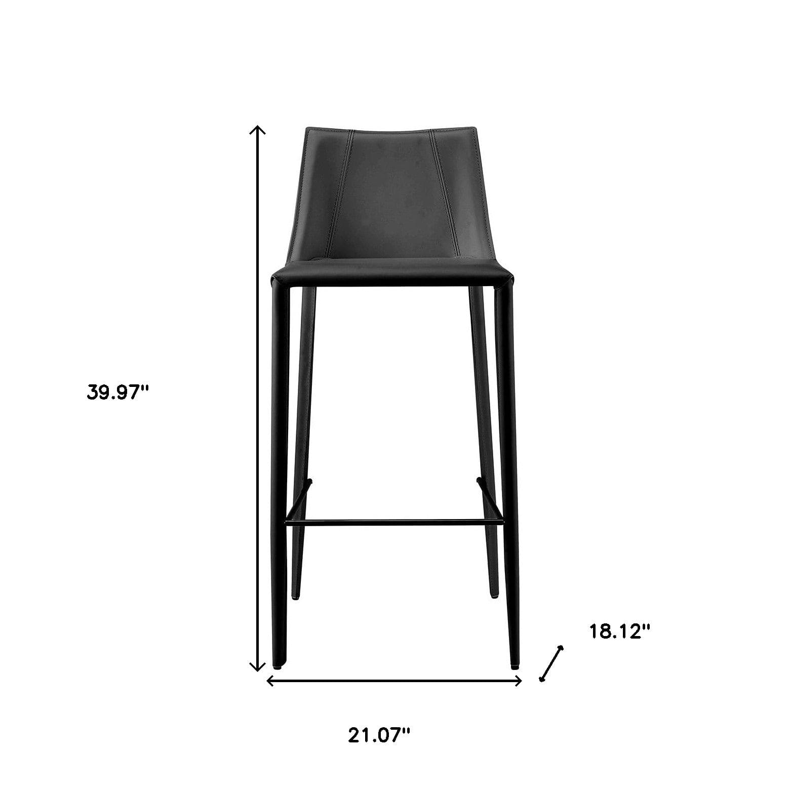 30" Black Steel Low Back Bar Height Bar Chair - Homeroots