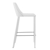 30" White Steel Low Back Bar Height Bar Chair - Homeroots