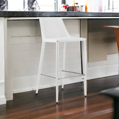 30" White Steel Low Back Bar Height Bar Chair - Homeroots