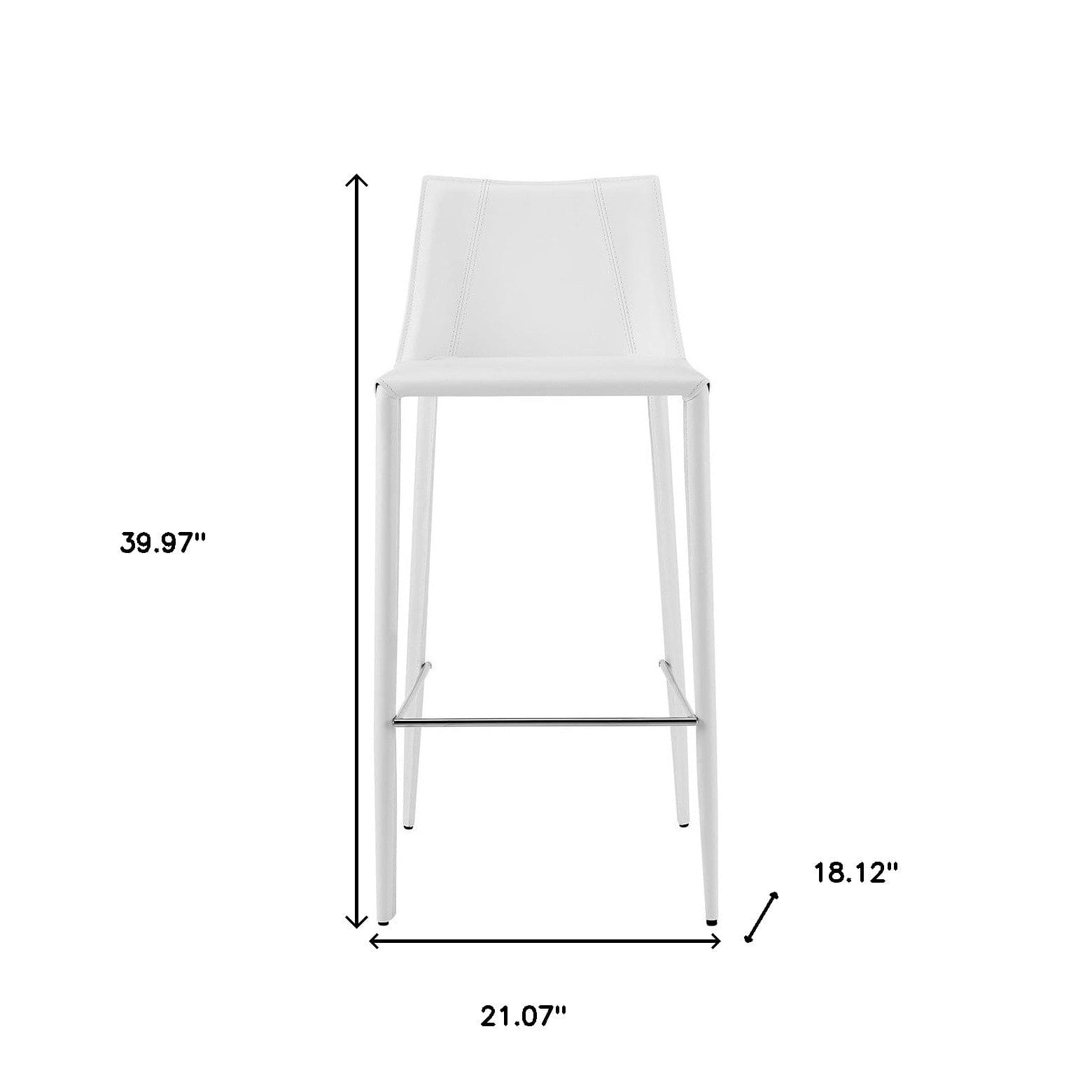 30" White Steel Low Back Bar Height Bar Chair - Homeroots