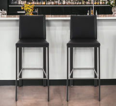 Set of Two 30" Steel Low Back Bar Height Bar Chairs