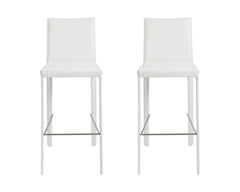 Set of Two 30" White Steel Low Back Bar Height Bar Chairs