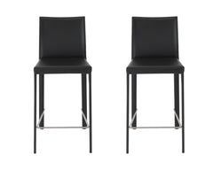 Set of Two 26" Black Steel Low Back Counter Height Bar Chairs