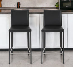 Set of Two 26" Black Steel Low Back Counter Height Bar Chairs