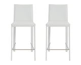 Set of Two 26" White Steel Low Back Counter Height Bar Chairs