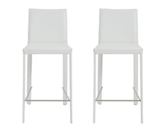 Set of Two 26" White Steel Low Back Counter Height Bar Chairs