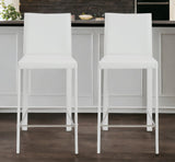 Set of Two 26" White Steel Low Back Counter Height Bar Chairs