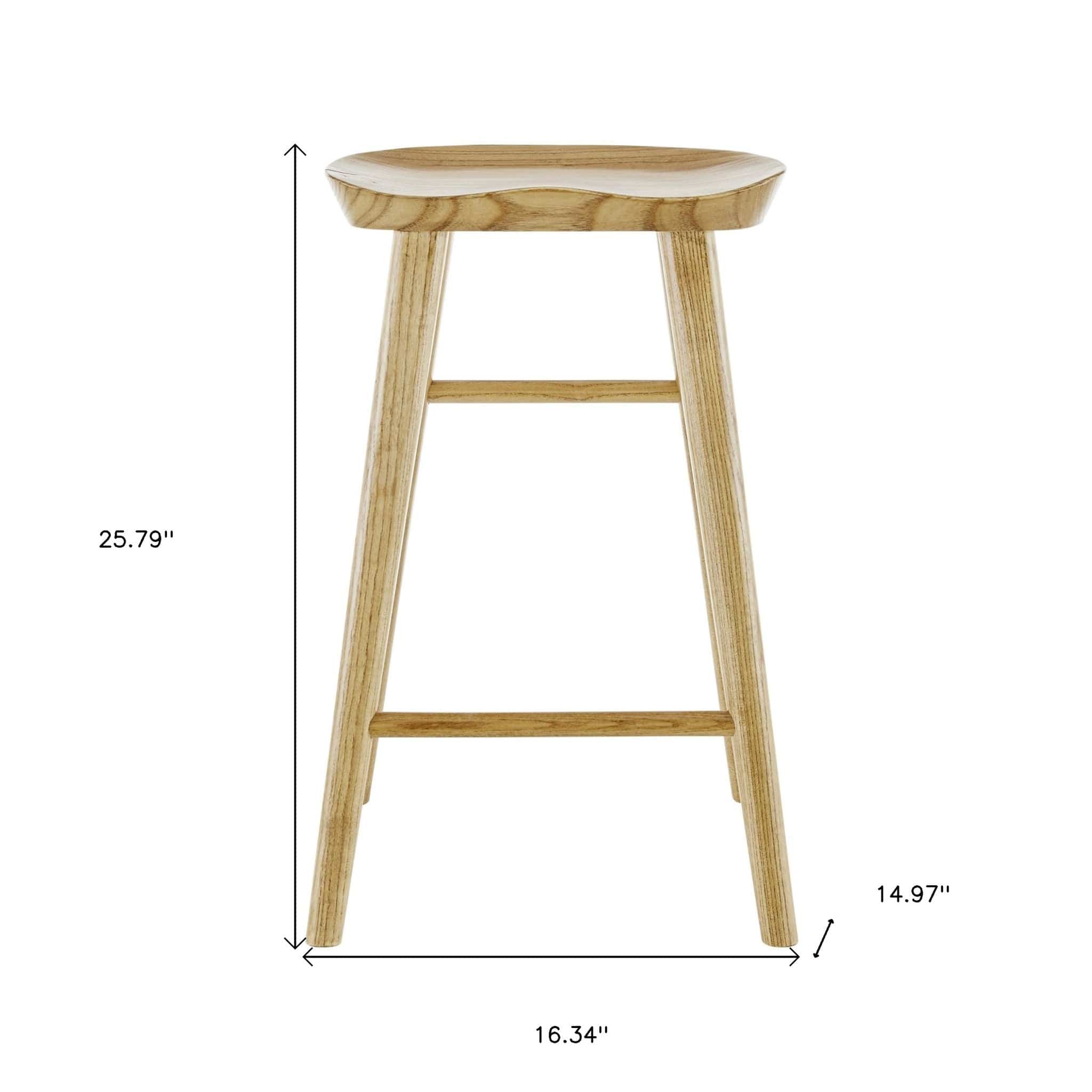 26" Natural Manufactured Wood Backless Counter Height Bar Chair - Homeroots