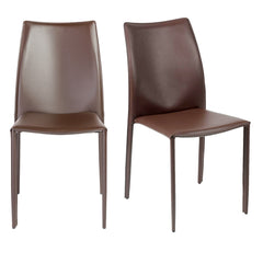 Set of Two All Dark Brown Stacking Chairs