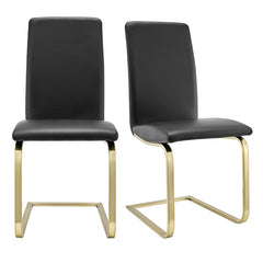 Set of Two Mod Black and Gold Dining Chairs