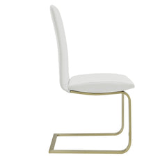 Set of Two Mod White and Gold Dining Chairs