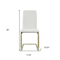 Set of Two Mod White and Gold Dining Chairs