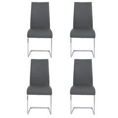 Set of Four Gray Faux Faux Leather Long Back Cantilever Chairs