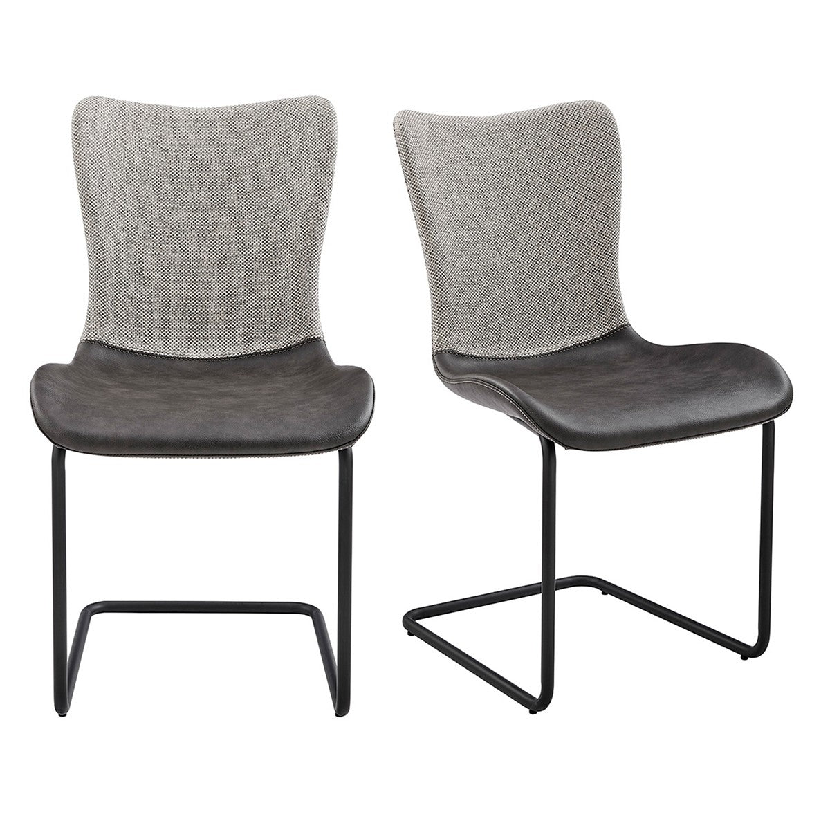 Set of Two Gray Metro Mix Cantilever Dining Chairs