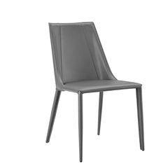 Sleek All Dark Gray Faux Leather Dining or Side Chair