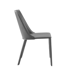 Sleek All Dark Gray Faux Leather Dining or Side Chair