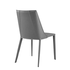 Sleek All Dark Gray Faux Leather Dining or Side Chair