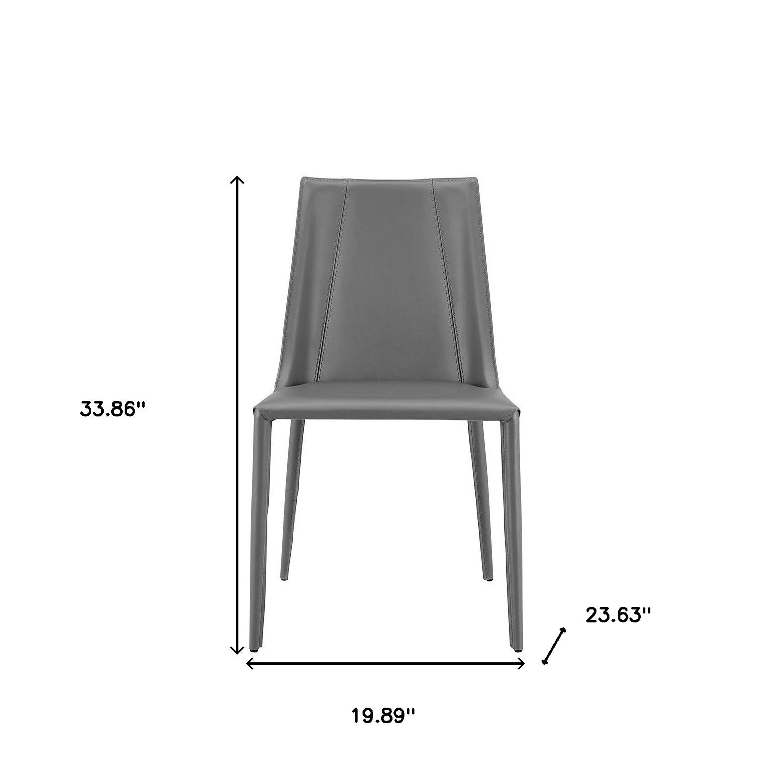 Sleek All Dark Gray Faux Leather Dining or Side Chair