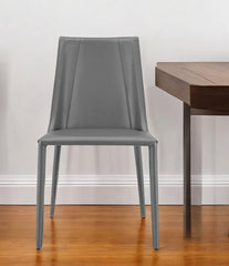 Sleek All Dark Gray Faux Leather Dining or Side Chair