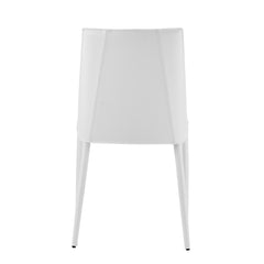 Sleek All White Faux Leather Dining or Side Chair