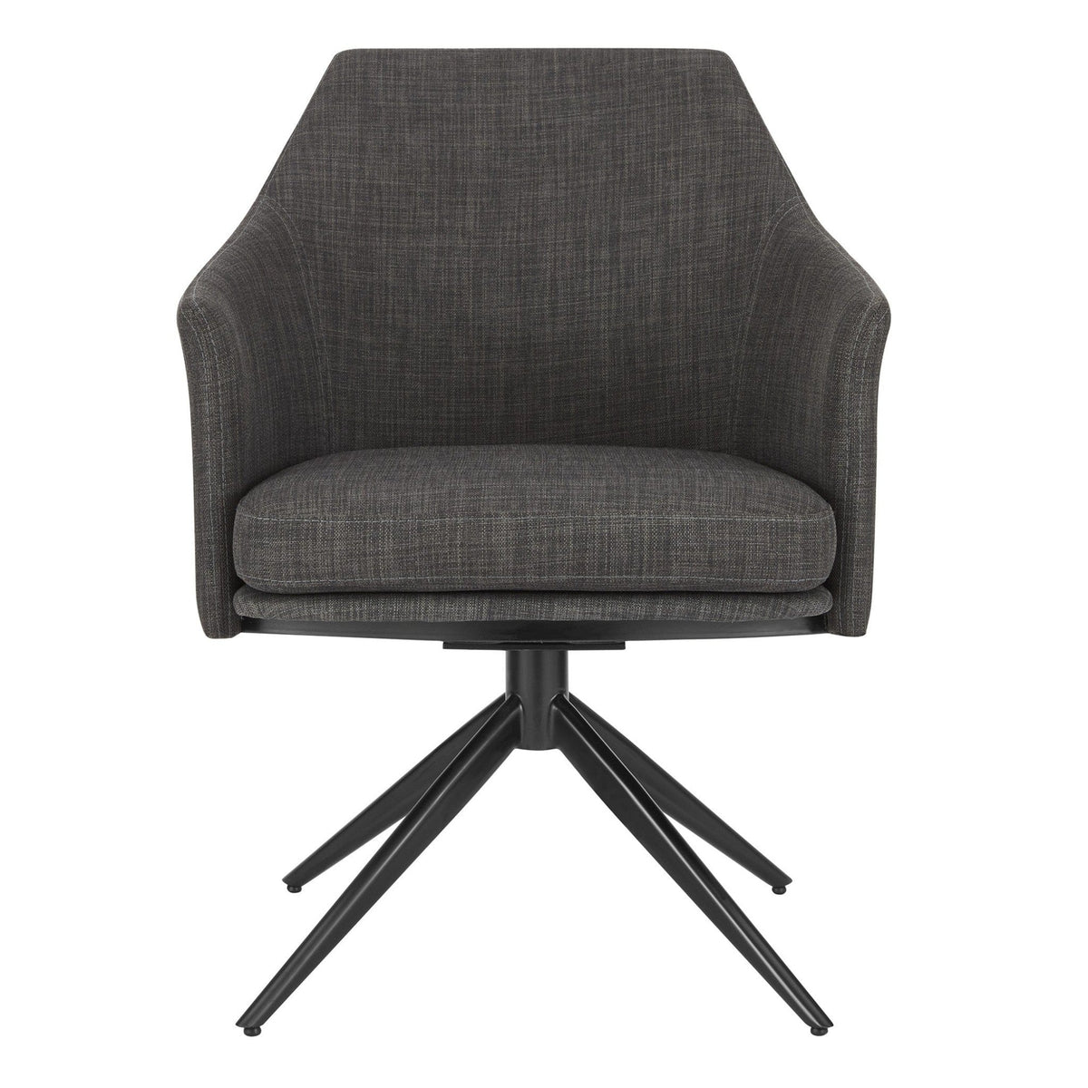 Dark Gray Fabric and Black Swivel Armchair - Homeroots