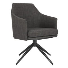 Dark Gray Fabric and Black Swivel Armchair - Homeroots