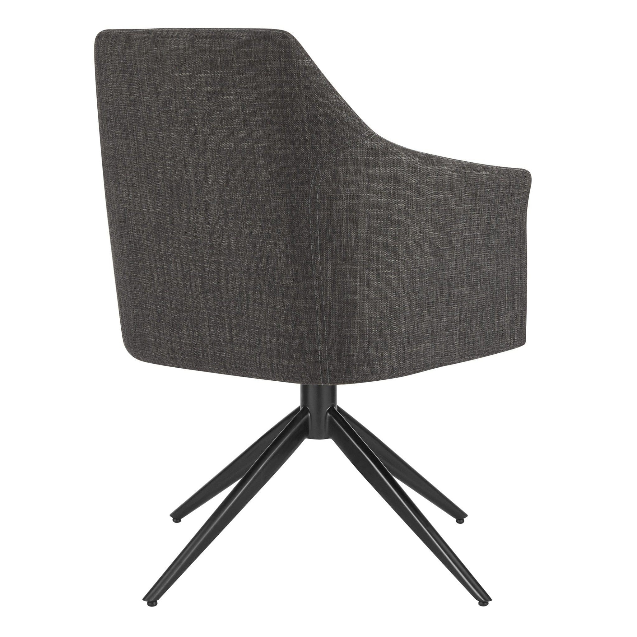 Dark Gray Fabric and Black Swivel Armchair - Homeroots