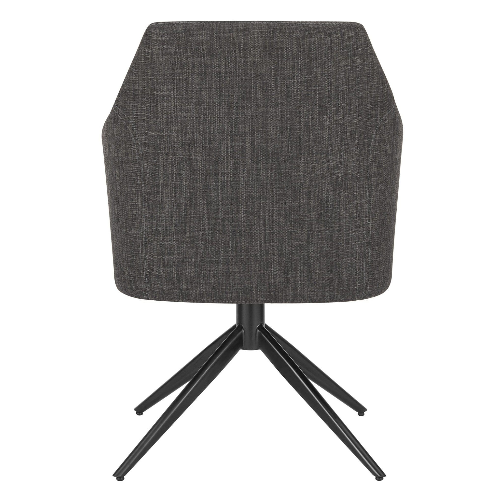 Dark Gray Fabric and Black Swivel Armchair - Homeroots