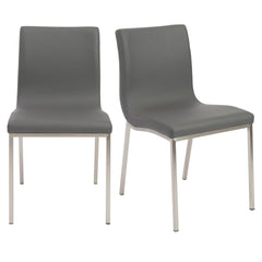 Set of Two Minimalist Light Gray Faux Faux Leather Chairs