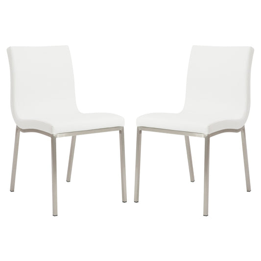 Set of Two Minimalist White Faux Faux Leather Chairs