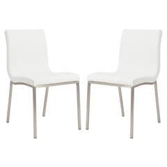 Set of Two Minimalist White Faux Faux Leather Chairs