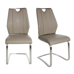 Set of Two Beige Faux Leather Cantilever Chairs