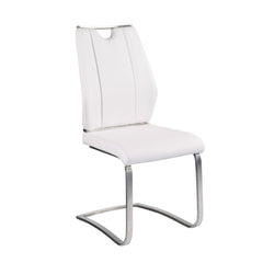 Set of Two White Faux Leather Cantilever Chairs