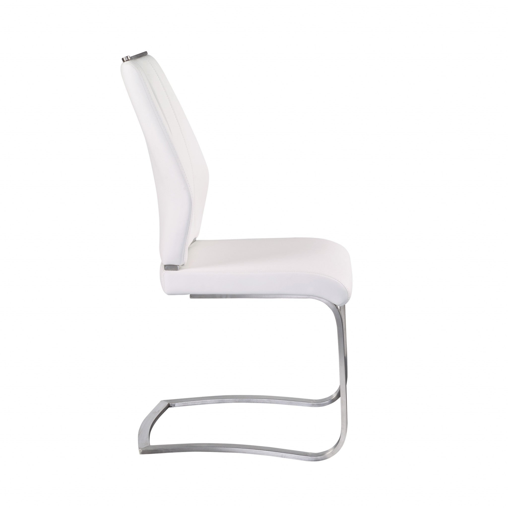 Set of Two White Faux Leather Cantilever Chairs