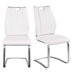 Set of Two White Faux Leather Cantilever Chairs