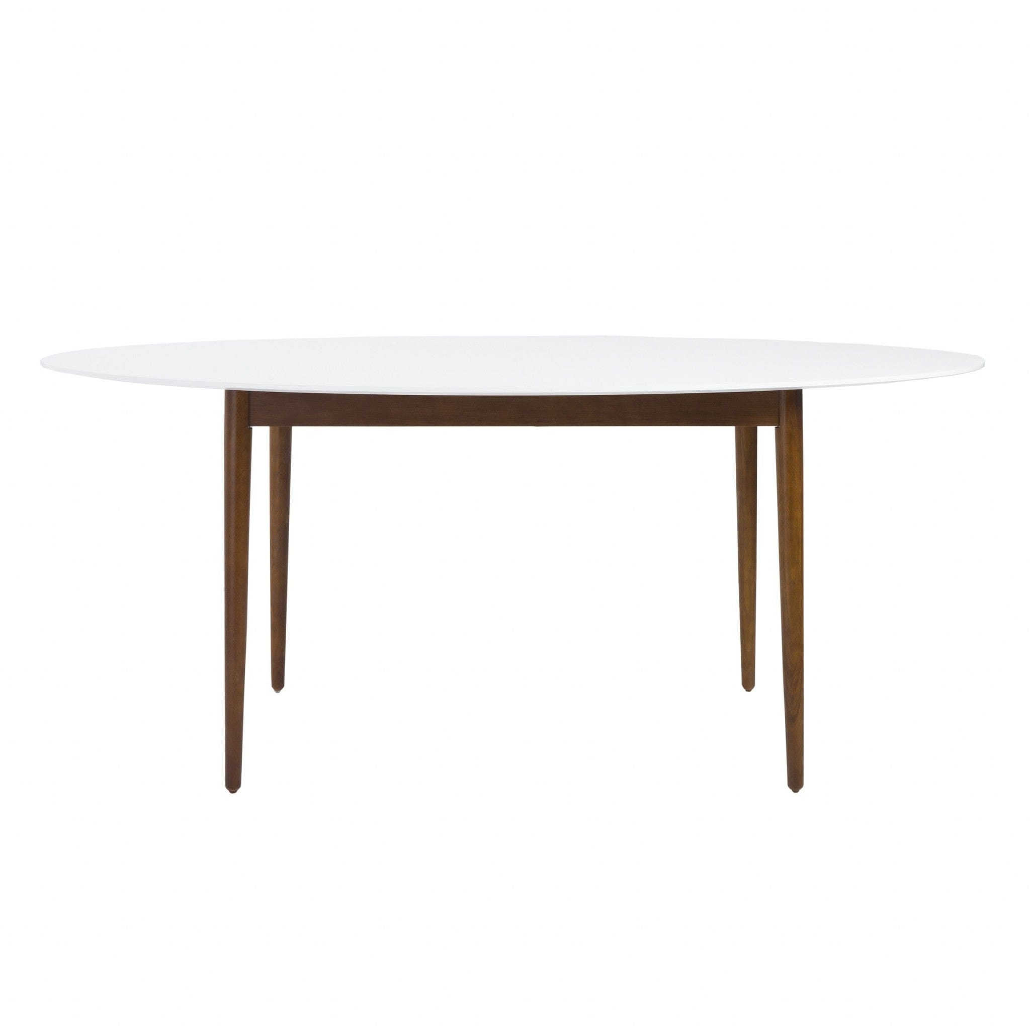 63" White And Brown Oval Dining Table - Homeroots