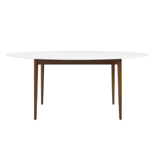 63" White And Brown Oval Dining Table - Homeroots