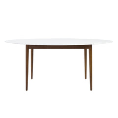 63" White And Brown Oval Dining Table - Homeroots