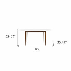 63" White And Brown Oval Dining Table - Homeroots