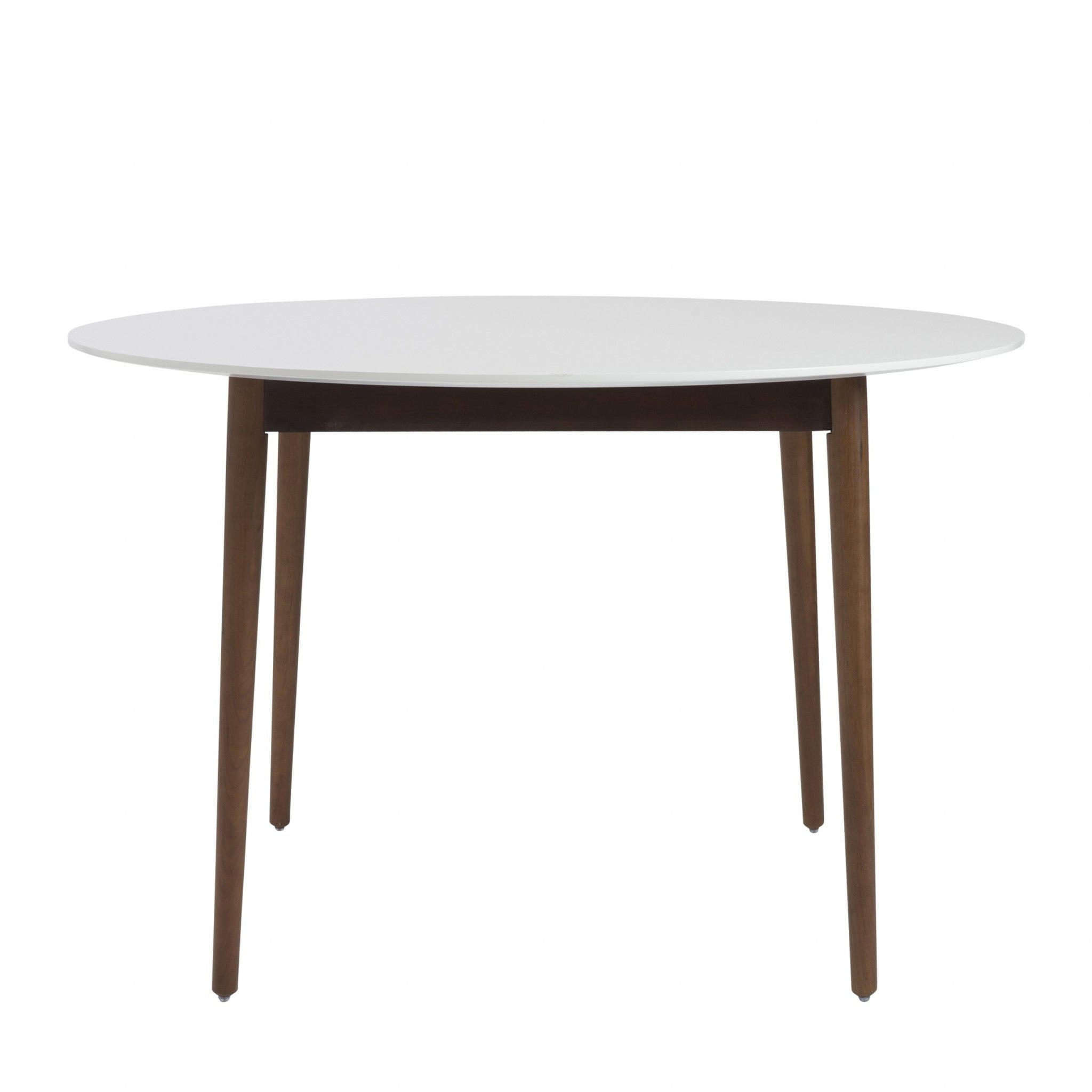 47" White And Brown Rounded Dining Table - Homeroots