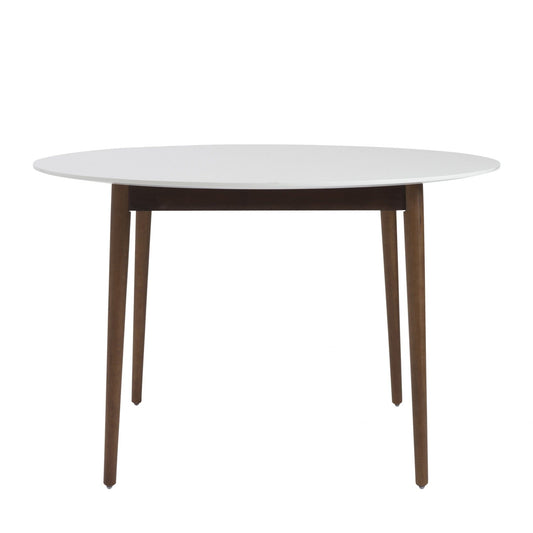 47" White And Brown Rounded Dining Table - Homeroots