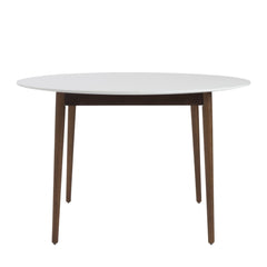 47" White And Brown Rounded Dining Table - Homeroots