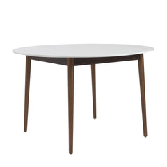 47" White And Brown Rounded Dining Table - Homeroots