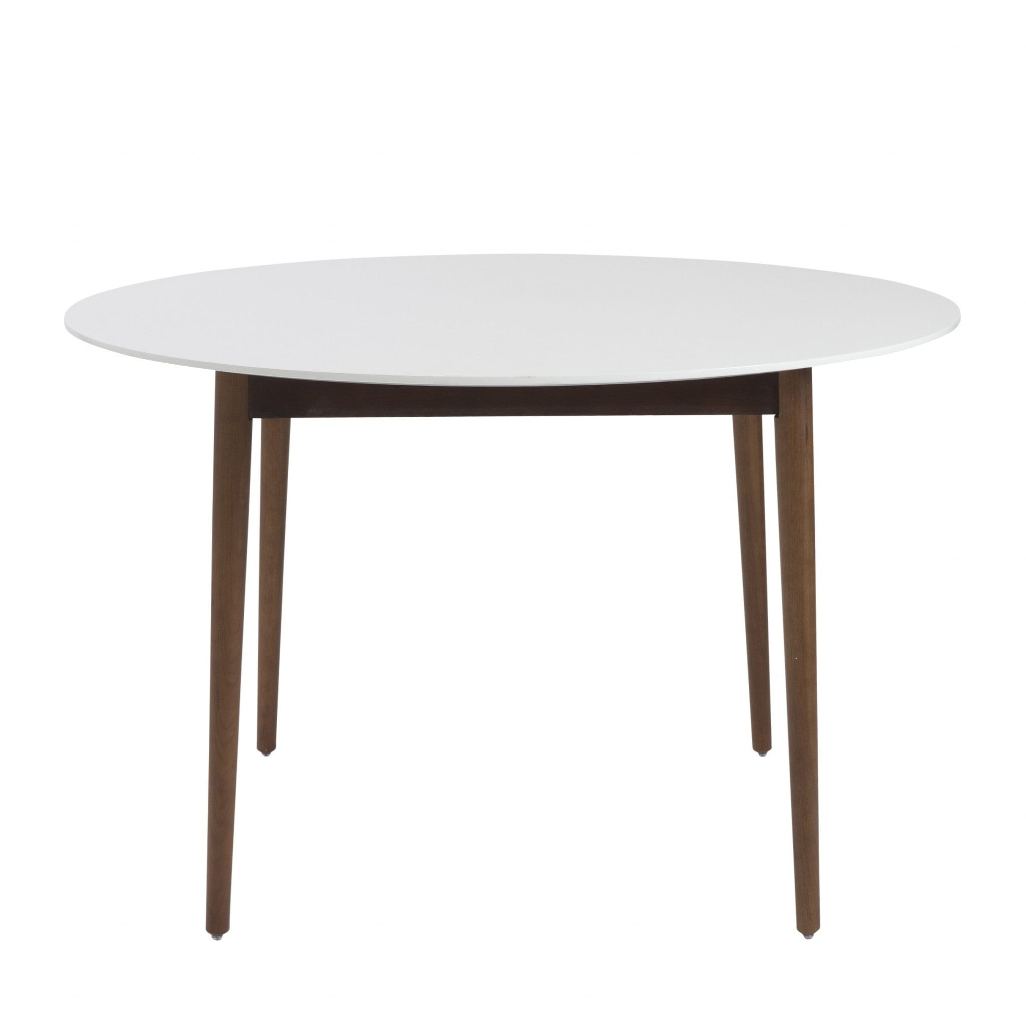 47" White And Brown Rounded Dining Table - Homeroots