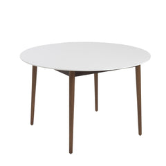 47" White And Brown Rounded Dining Table - Homeroots