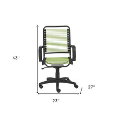 Green and Black Adjustable Swivel Bungee Rolling Office Chair