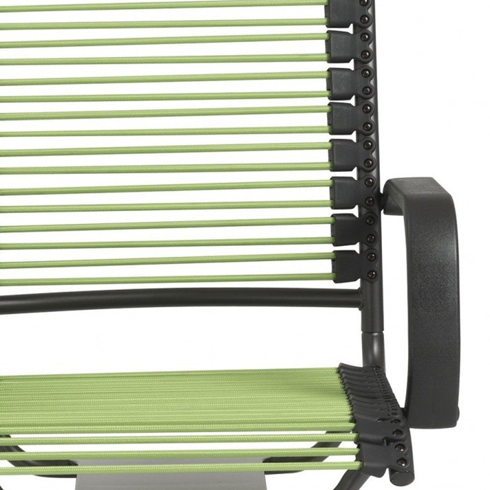 Green and Black Adjustable Swivel Bungee Rolling Office Chair