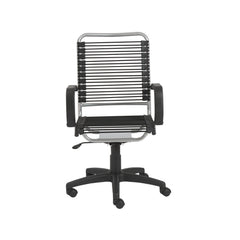 Black and Silver Adjustable Swivel Bungee Rolling Office Chair - Homeroots