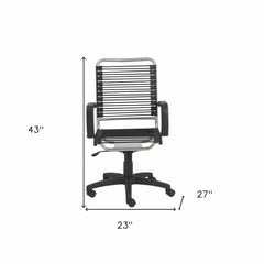 Black and Silver Adjustable Swivel Bungee Rolling Office Chair - Homeroots