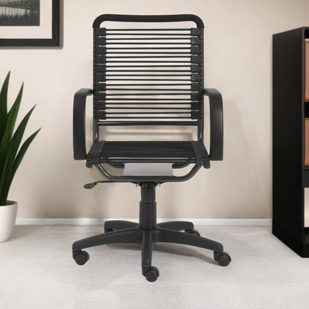 Black Adjustable Swivel Bungee Rolling Office Chair